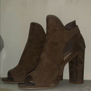 Brown suede heels